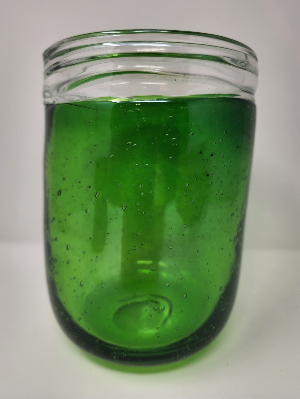 Handblown Green Mason Jar Shaped Art Glass Vase - Picture 5 of 8